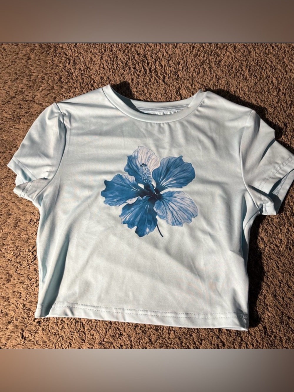 SHEIN Light Blue Stretchy Floral Crop Top!!